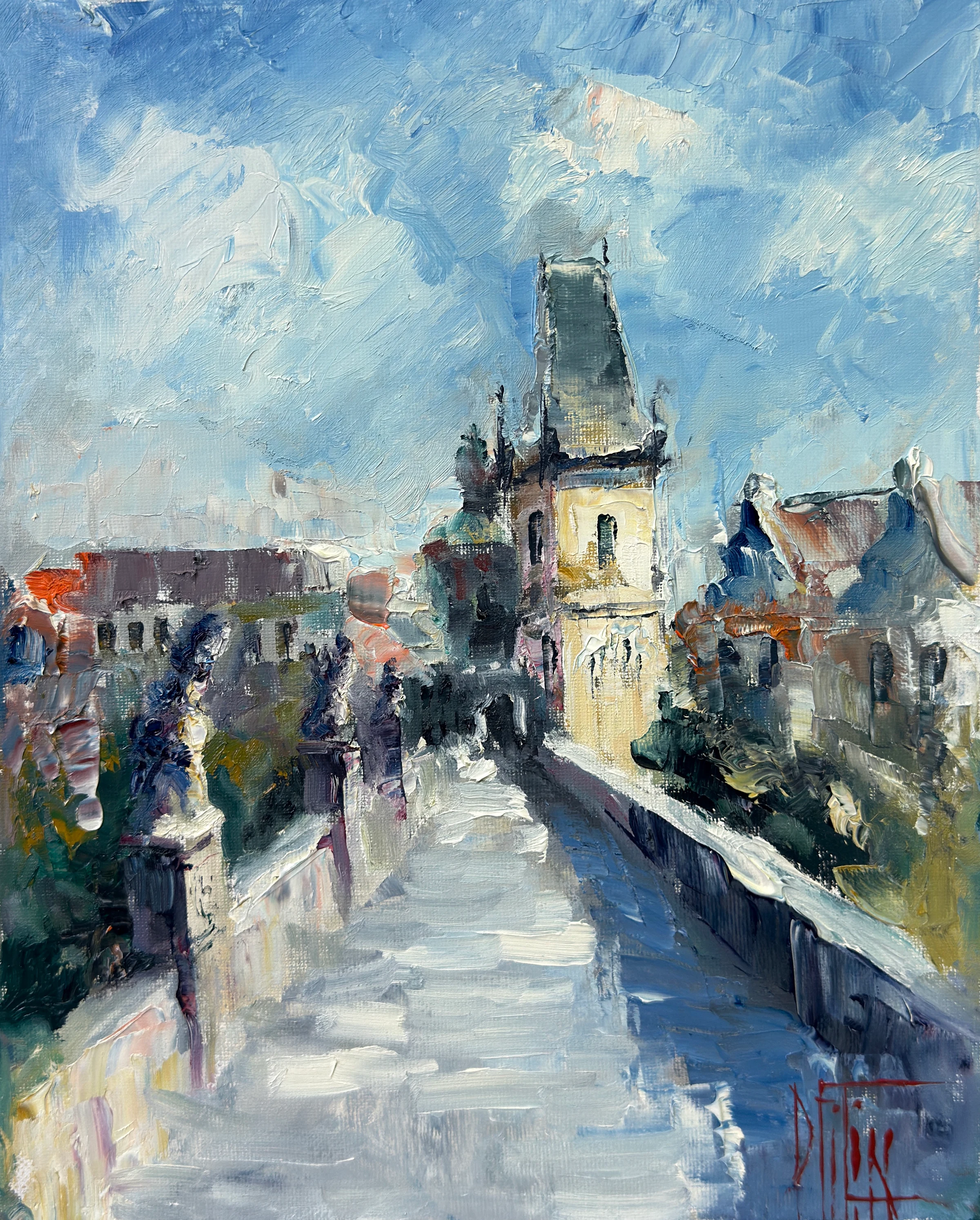 le pont – peinture à l'huile de Pavel Filin