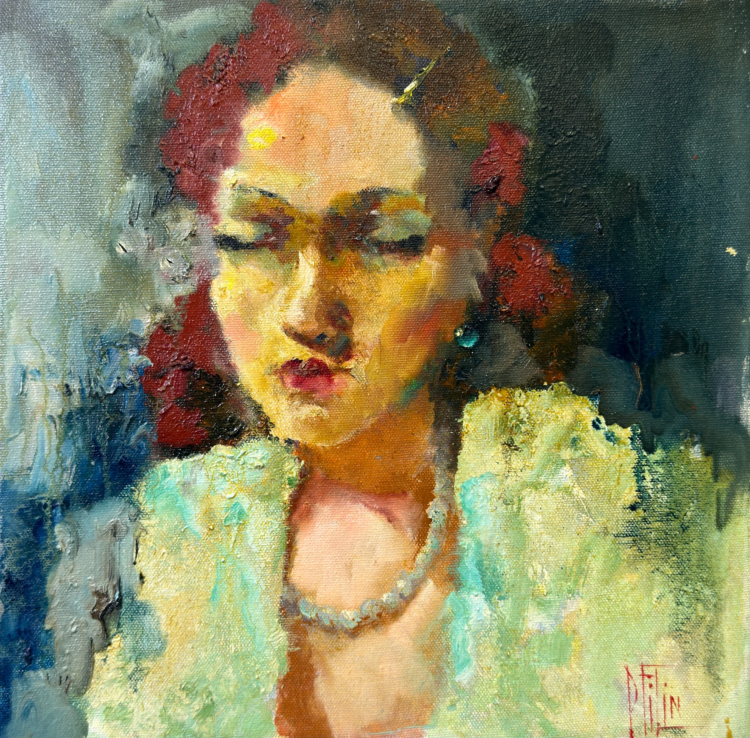 les yeux fermés – peinture à l'huile de Pavel Filin